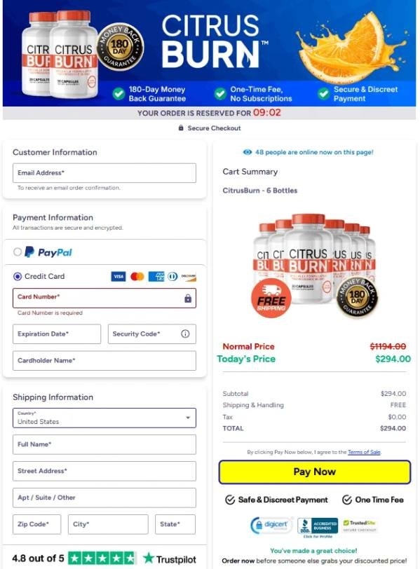 Secure checkout for online dietary supplement purchase